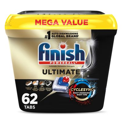 Finish Ultimate Dishwasher Detergent- 62 Count - With CycleSync Technology - Dishwashing Tablets - Dish Tabs