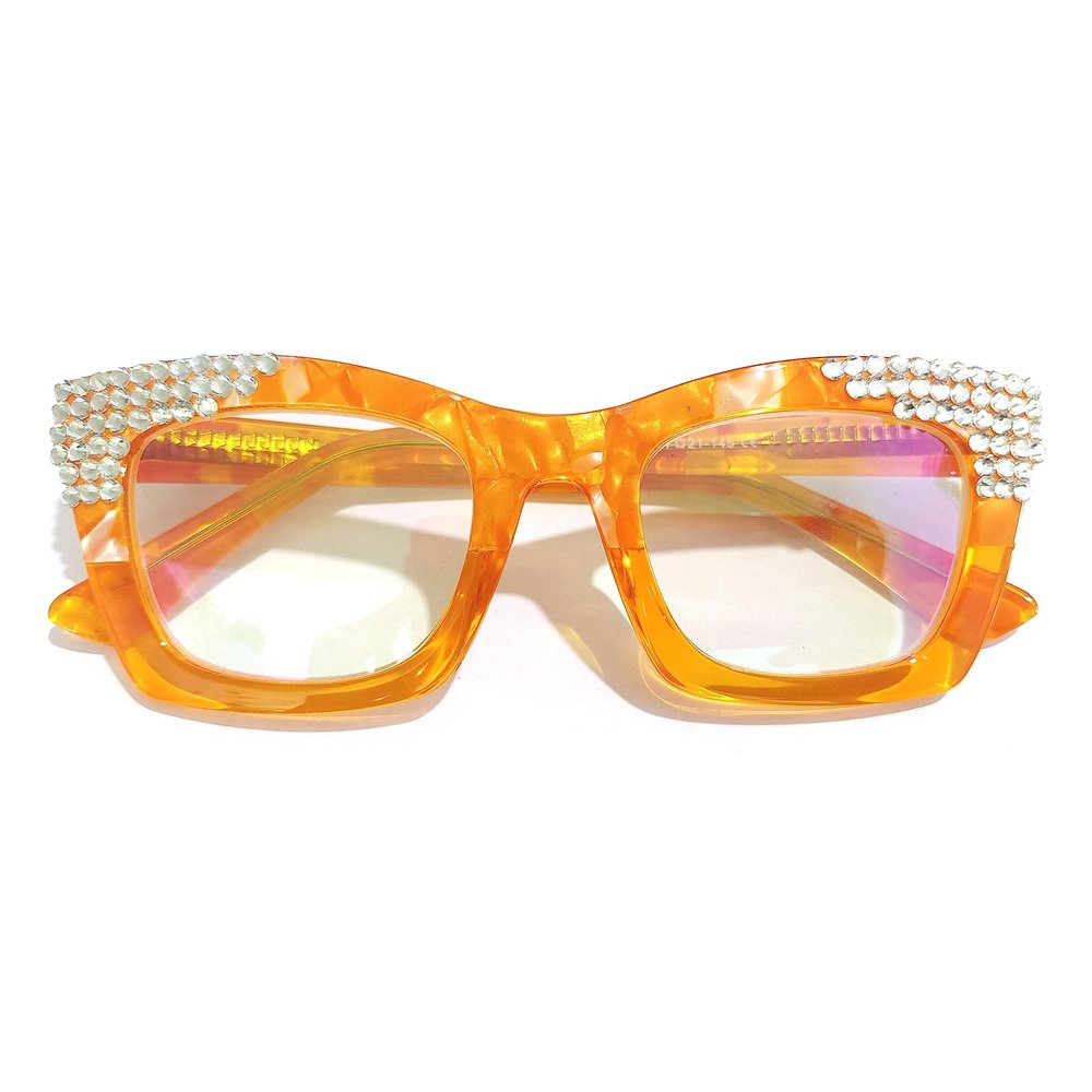 2023 Square Rhinestone Reading Glasses For Women Blue Light Blocking Computer Readers Glasses (yellow, 2, multiplier_x)