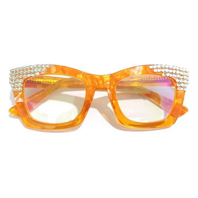 2023 Square Rhinestone Reading Glasses For Women Blue Light Blocking Computer Readers Glasses (yellow, 2.5, multiplier_x)
