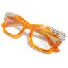 2023 Square Rhinestone Reading Glasses For Women Blue Light Blocking Computer Readers Glasses (yellow, 1.25, multiplier_x) view 2
