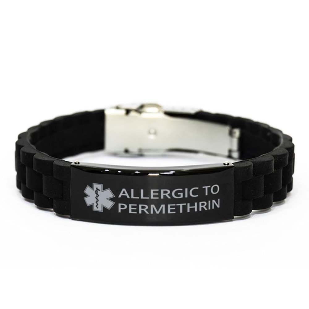 DARIN GIFT Medical Alert Bracelet, Allergic to Permethrin Awareness, SOS Emergency Health Life Alert ID Engraved Stainless Steel Adjustable Bracelet For Men Women