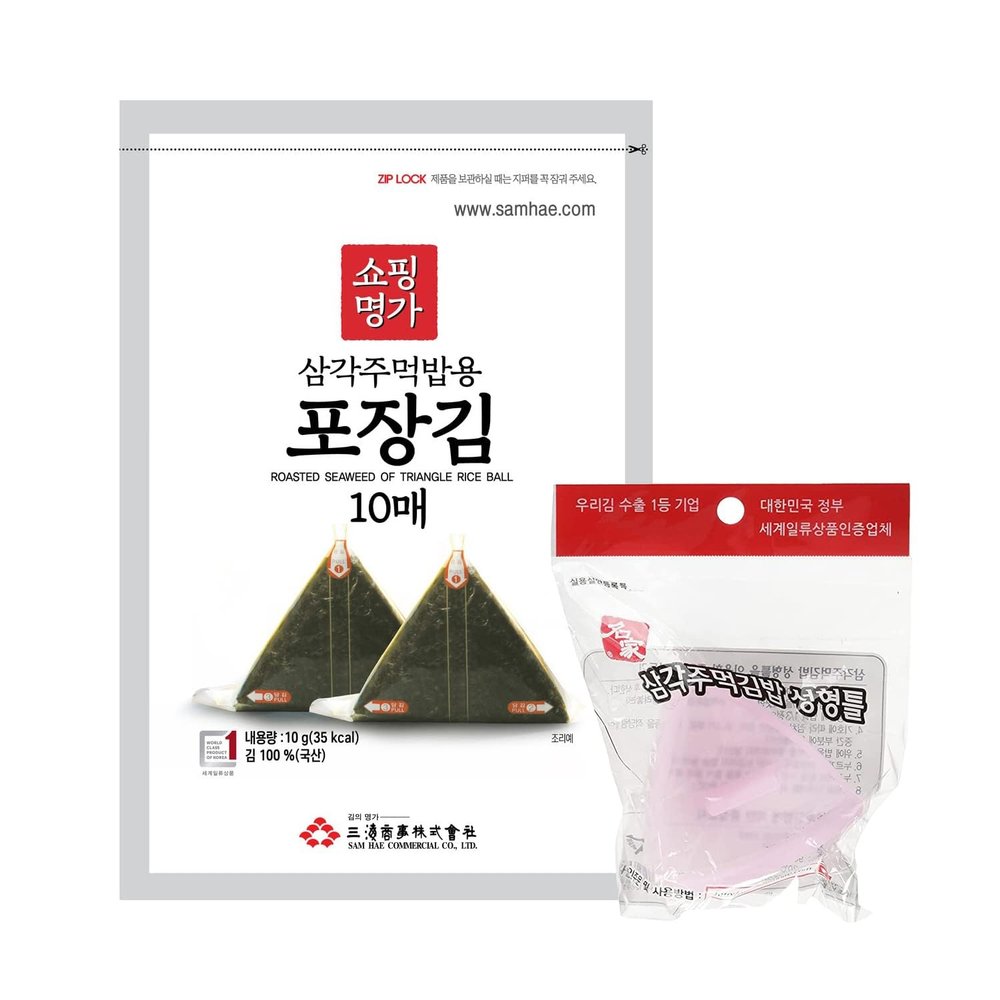 Minecook Seaweed Nori for Triangular Onigiri Samgak Gimbap Seaweed (10 Sheets with Mold)