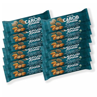 Missy J's Organic Carob Covered Almonds .9 Oz 12 Packs, Vegan Gluten Free, Substitute for Snacks and Treats, Perfect for Snacks and Treats