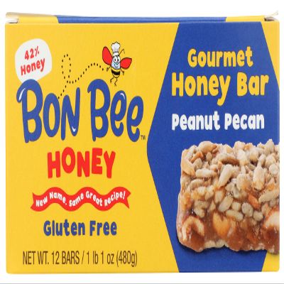 Bon Bee Honey Peanut Pecan Honey Bar 12 Count, 1.4 OZ