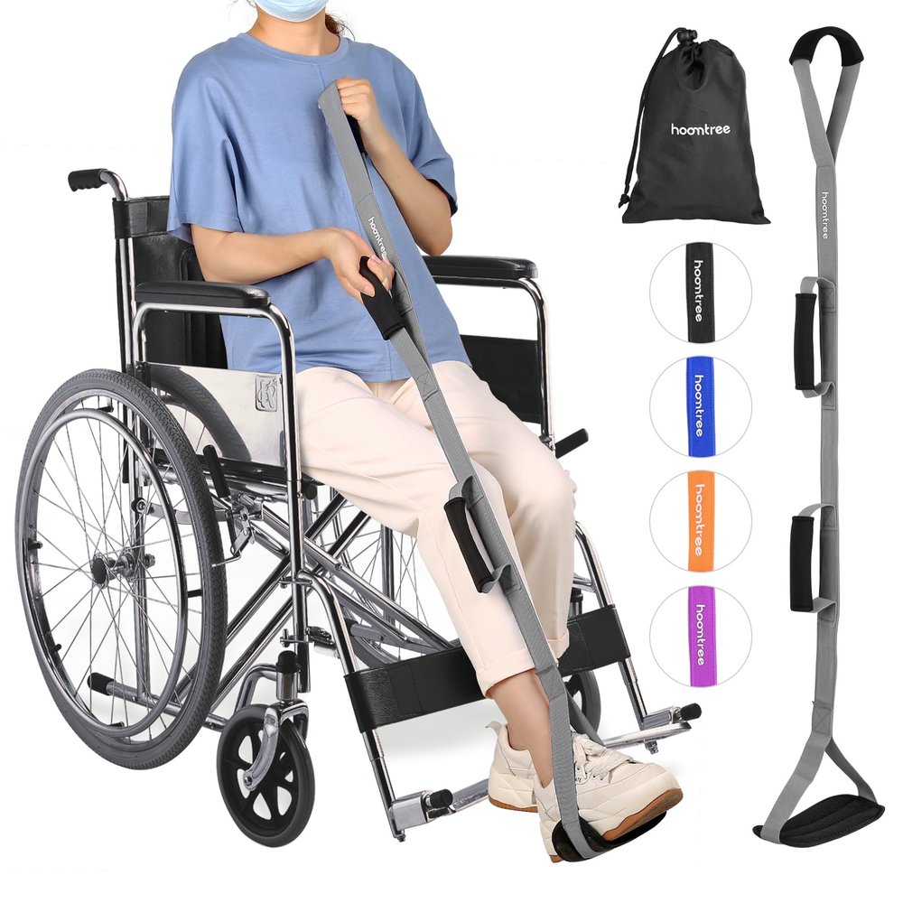 39 Inch Long Leg Lifter Strap with Padded Handgrips and Foot Loop,Rigid Leg Lifter for Hip&Knee Replacement Surgery Recovery,Mobility Aids Foot Lifter Easily Get in and Out of Bed,Car,Wheelchair