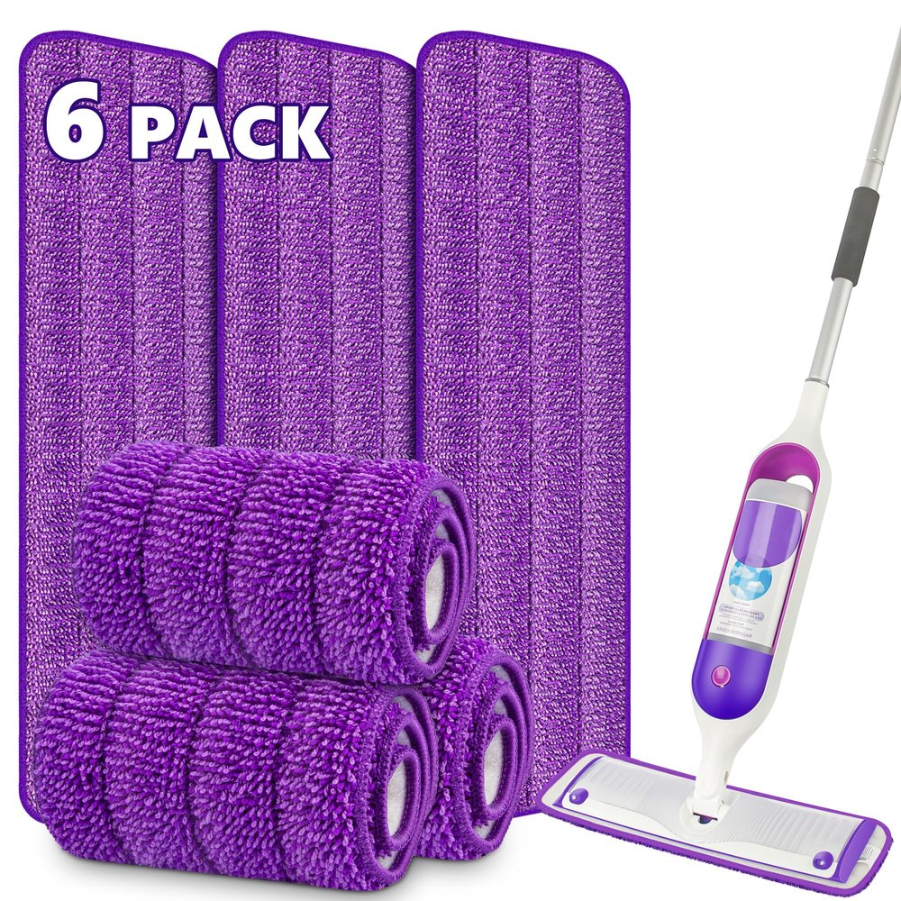 6 Pack Reusable Mop Pads for Swiffer PowerMop, Power Mop Pads 15'' Microfiber Refills for Hardwood Floor Cleaning, Machine Washable Dry Wet Use for All Floor Types
