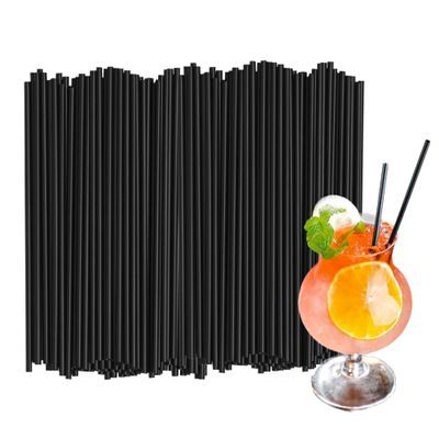 500Pcs Black Disposable Straws8.27 Straight Flat Straw,0.16 Diameter, For Kitchen,Bar,Club,Drinks, Milk, Soda, Party, Whiskey (500, 8.27'')