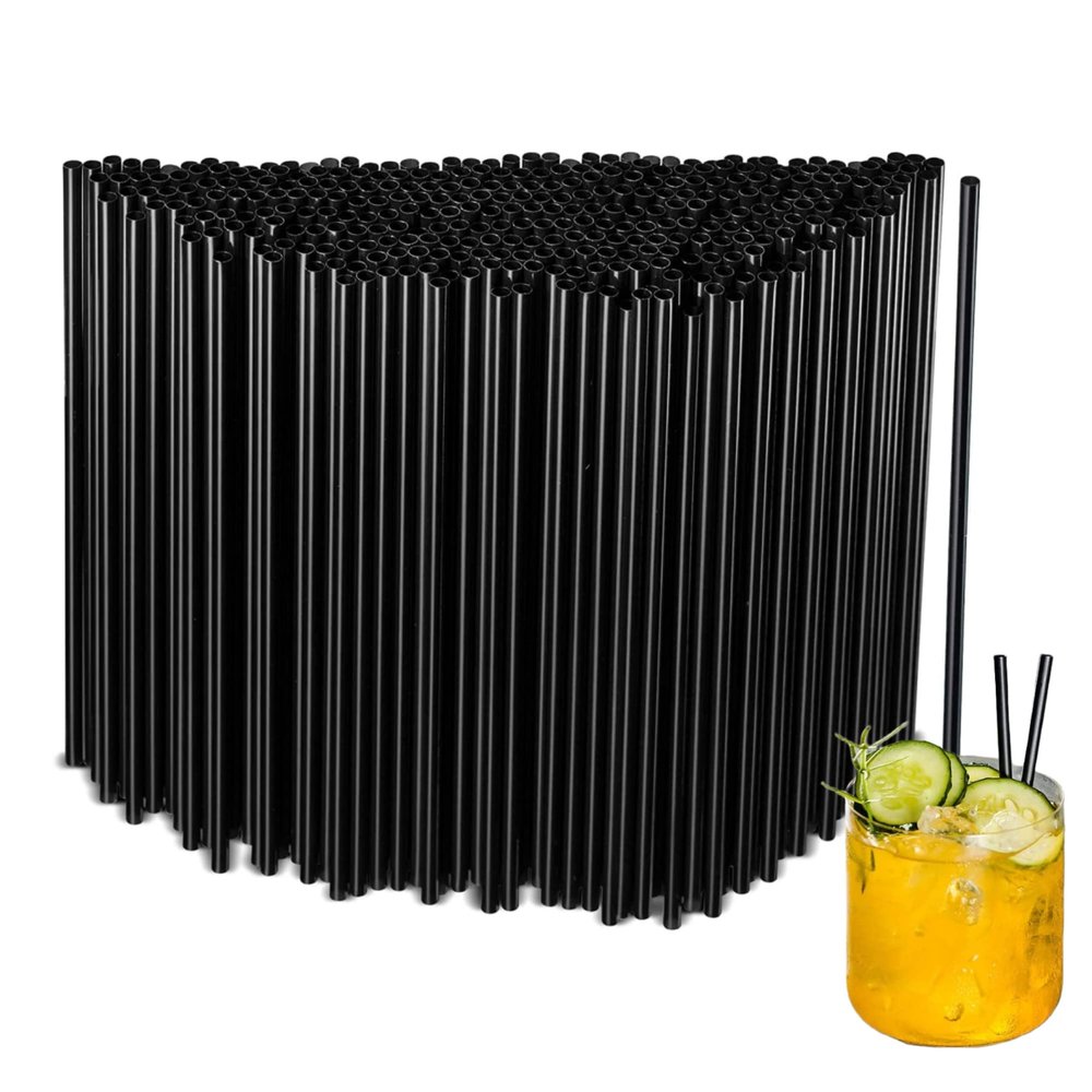 500Pcs Black Disposable Straws5.12 Straight Flat Straw,0.16 Diameter, For Kitchen,Bar,Club,Drinks, Milk, Soda, Party, Whiskey (500, 5.12'')