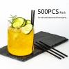 500Pcs Black Disposable Straws5.12 Straight Flat Straw,0.16 Diameter, For Kitchen,Bar,Club,Drinks, Milk, Soda, Party, Whiskey (500, 5.12'') view 2