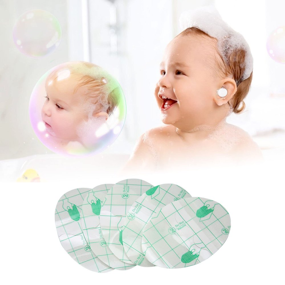 60PCS Baby Waterproof Ear Stickers, Disposable Ear Covers for Shower, Swimming, Water Sports Multifunctional, Cuttable Design, Excellent Polyethylene Material, Safe to Use