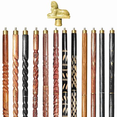 Wooden Walking Sticks and Canes Travel Collapsible for Men Women Seniors Hiking with Aluminum Sphinx Handle (Golden Polished, AANWS-88) (WS-09)