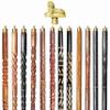 Wooden Walking Sticks and Canes Travel Collapsible for Men Women Seniors Hiking with Aluminum Sphinx Handle (Golden Polished, AANWS-88) (WS-09) view 1