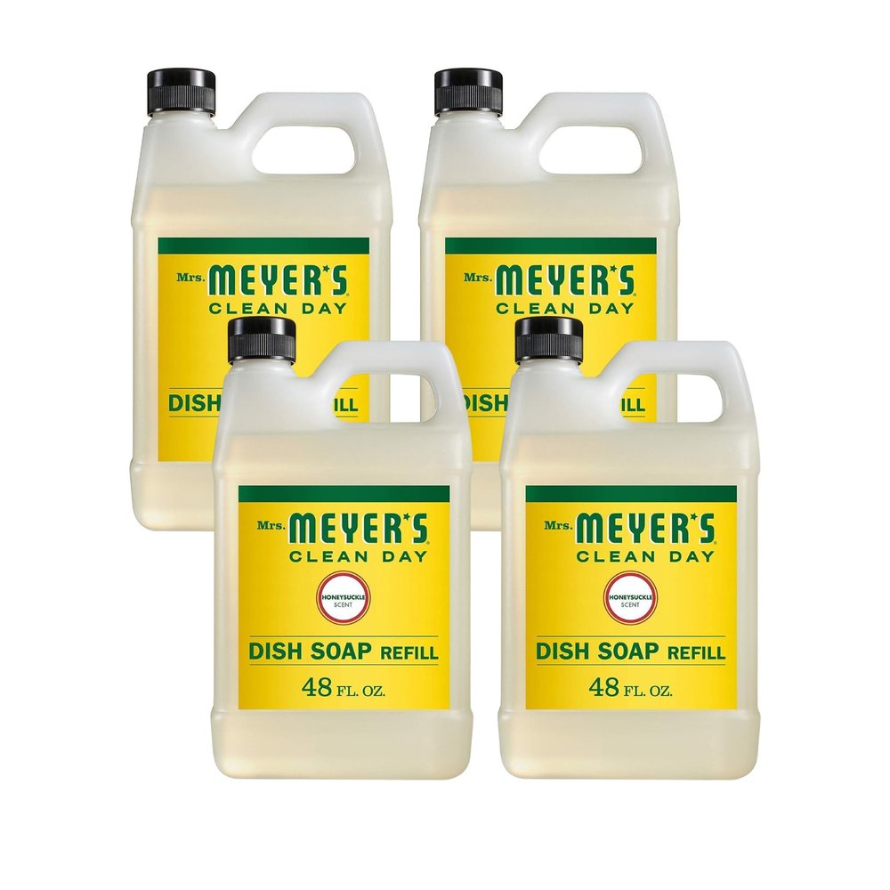 Mrs. MEYER'S CLEAN DAY Liquid Dish Soap Refill, Honeysuckle 48 Fl Oz (Pack of 4)