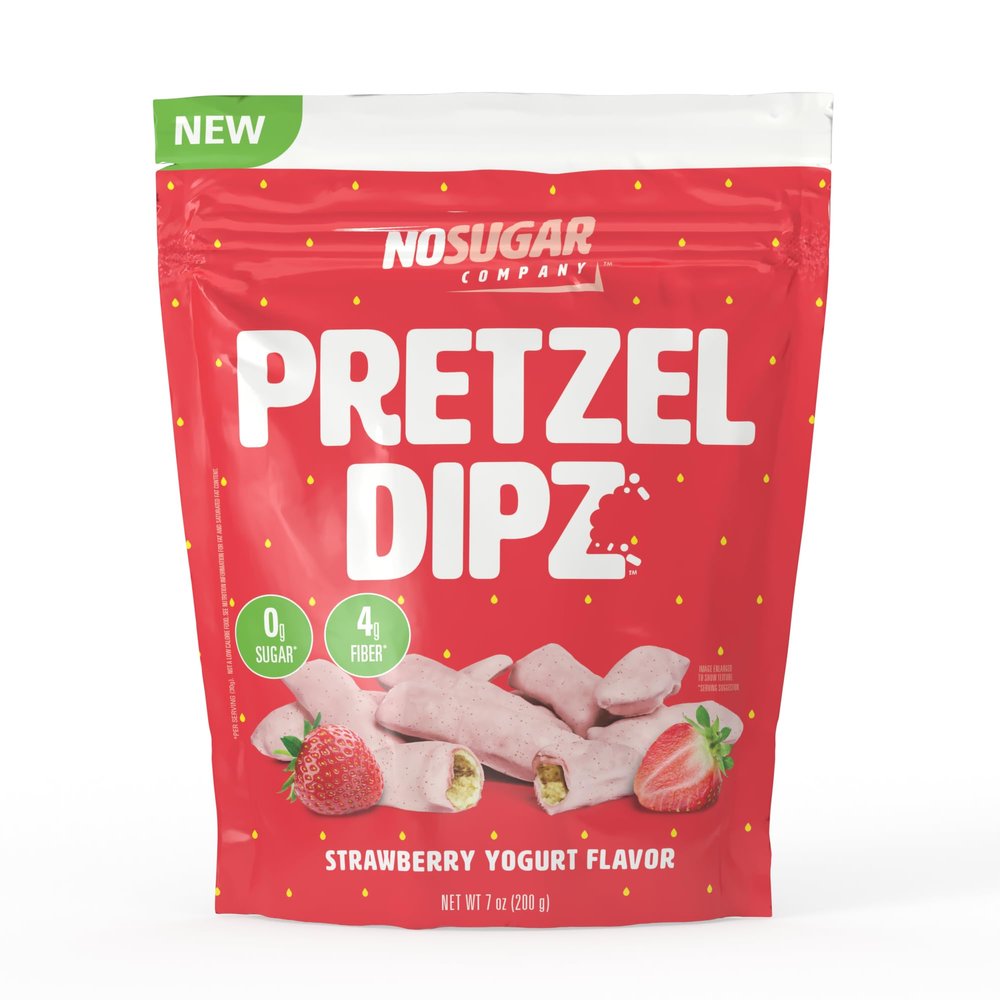 No Sugar Pretzel Sticks, Strawberry Yogurt Covered Diet Pretzel Crisps, Sweet, Salty, Crunchy Perfection, Snack and Share, 0g Sugar, 4g Fibre -1 Pack (200g)