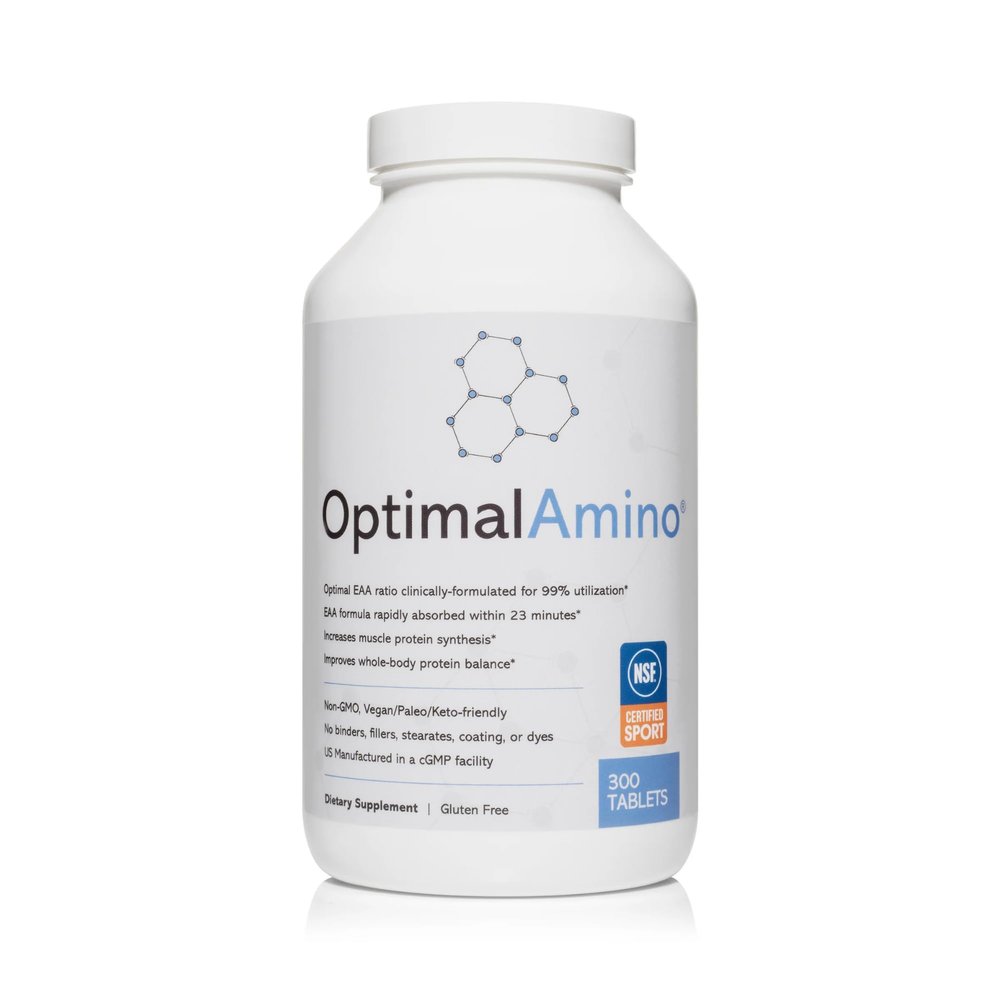 OptimalAmino Tablets (300 Count) | 99% Utilized Essential Amino Acid (EAA) Supplement, Increase Muscle Recovery, BCAA Protein Pre/Post Workout | NSF Certified for Sport Certified