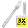 3X Heavy Duty Clear Plastic Forks Individually Wrapped, Sturdy Like Silverware, 100 Pack Disposable Forks Bulk, Packaged To-Go Utensil Set, Perfect for Event Catering, Restaurant and Take Out. view 1