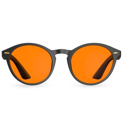 Bloomoak 99% Orange Blue Light Blocking Glasses,Retro Trendy Round Style,Relieve Eye Fatigue,Improve Sleep For Screens/Games