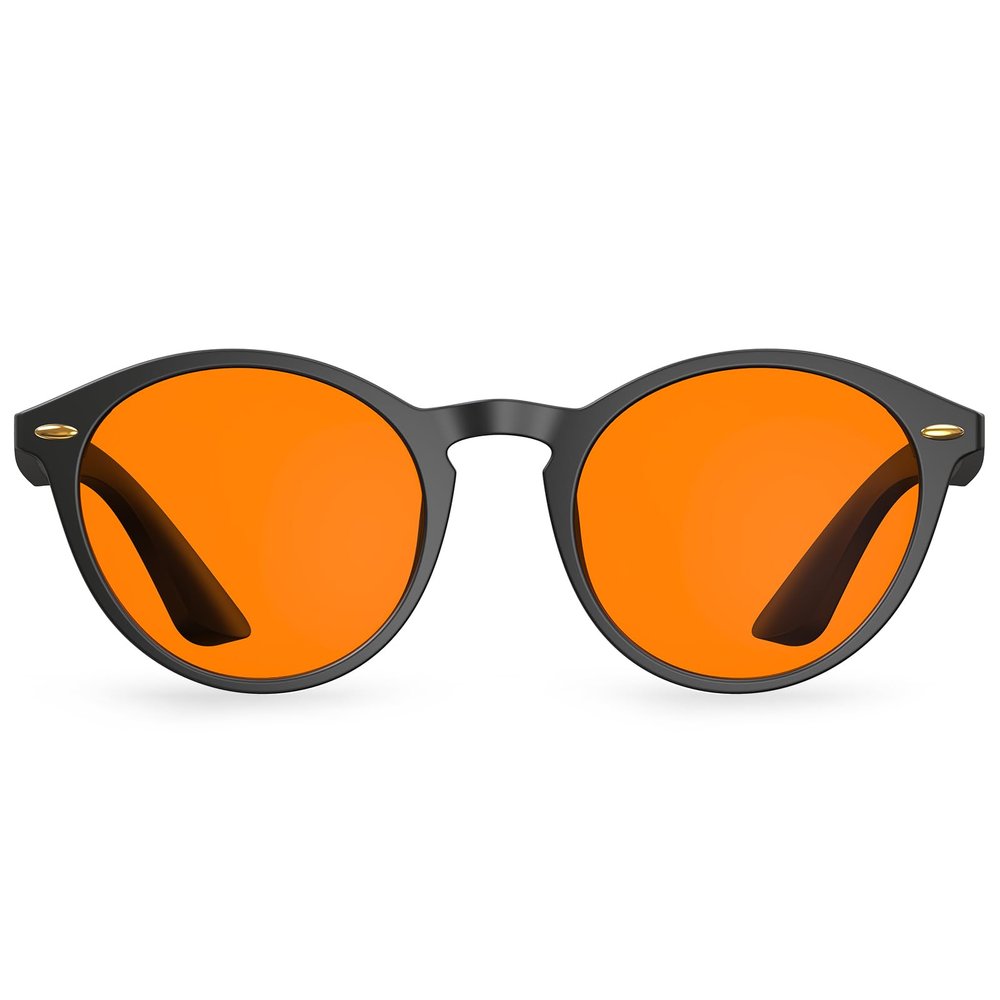 Bloomoak 99% Orange Blue Light Blocking Glasses,Retro Trendy Round Style,Relieve Eye Fatigue,Improve Sleep For Screens/Games