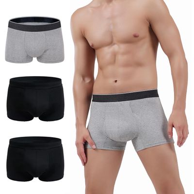 AIRCUTE Men Urinary Incontinence Underwear Washable Absorbency Soft Bladder Leak Proof Boxer Briefs 60 ML 3 Pack (2X-Large,Black-Black-Gray)