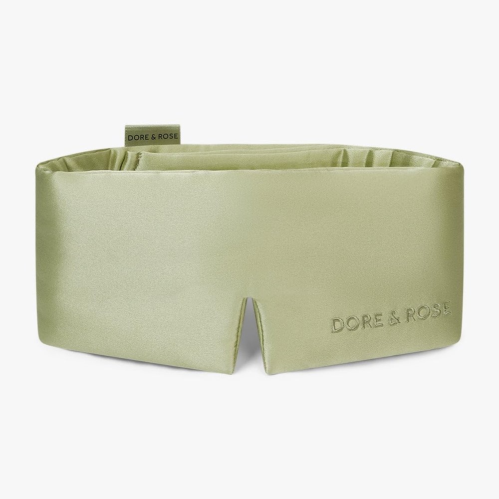 Dore & Rose Deep Sleep Mask Light Blocking, 23 Momme Mulberry Silk Eye Mask, Ultra Soft, Adjustable - Travel Sleeping Mask for Men & Women - Olive