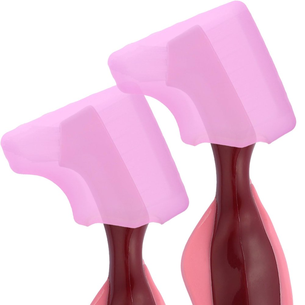 Anbbas 2pcs Soft Silicone Denture Brush Cover Fit Most Denture Toothbrushes(Pink)