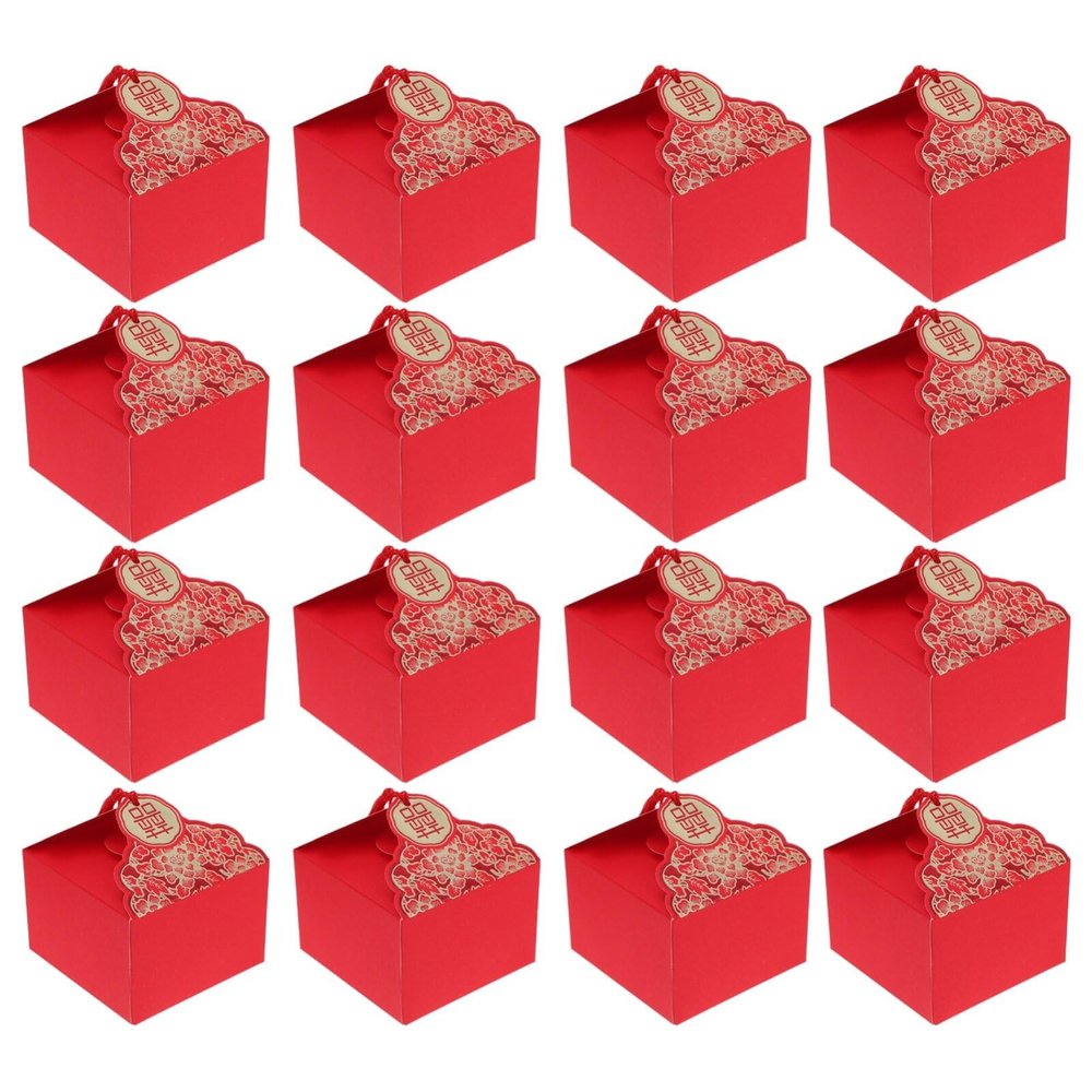 20 Pcs Box Chinese Wedding Boxes Wedding Decoration White Rabbit Candy Hibachi Hand Decor Favour Chinoiserie Cookie Items Favor Red Happy Candy Paper Bride Fruit Box