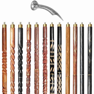 Wooden Walking Sticks and Canes Travel Collapsible for Men Women Seniors Hiking with Brass Staff Handle (Silver Polished, AANWS-102) (WS-02)