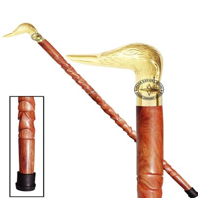 Walking Cane Rosewood Designer Wooden Walking Stick with Brass Handle Gift for Men & Women 37 inch Brown DTQU