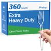 Dealusy 360 Count Extra Heavy Duty Clear Plastic Forks Disposable, BPA-Free, Heat Resistant, Solid and Durable Disposable Forks Bulk, Premium Plastic Forks heavy duty for Party Supply view 1