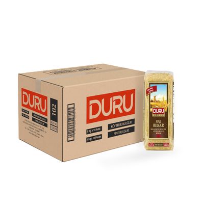 Duru Fine Bulgur, 1 Kg x 10 Pieces, Wheat Berries, 100% Natural and Certificated, High Fiber and Protein, Non-GMO