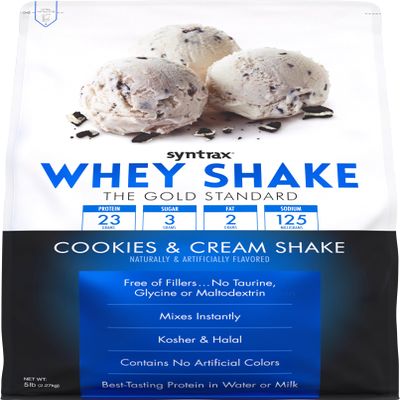 Syntrax Nutrition Whey Shake, Cold Filtered & Undenatured Whey Protein Powder Blend, Cookies & Cream Shake, 2 lbs, Real Cookie Pieces