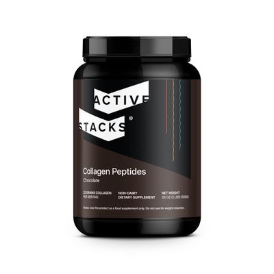 Active Stacks Collagen Peptides Protein Powder, Chocolate - Supports Healthy Hair, Skin, Bones and Joints for Men and Women - Easy-to-Mix Type 1 & 3 Hydrolyzed Collagen from Grass-Fed Beef, 2 Pound