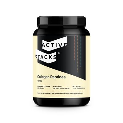 Active Stacks Collagen Peptides Protein Powder, Vanilla - Supports Healthy Hair, Skin, Bones and Joints for Men and Women - Easy-to-Mix Type 1 & 3 Hydrolyzed Collagen from Grass-Fed Beef, 2 Pound