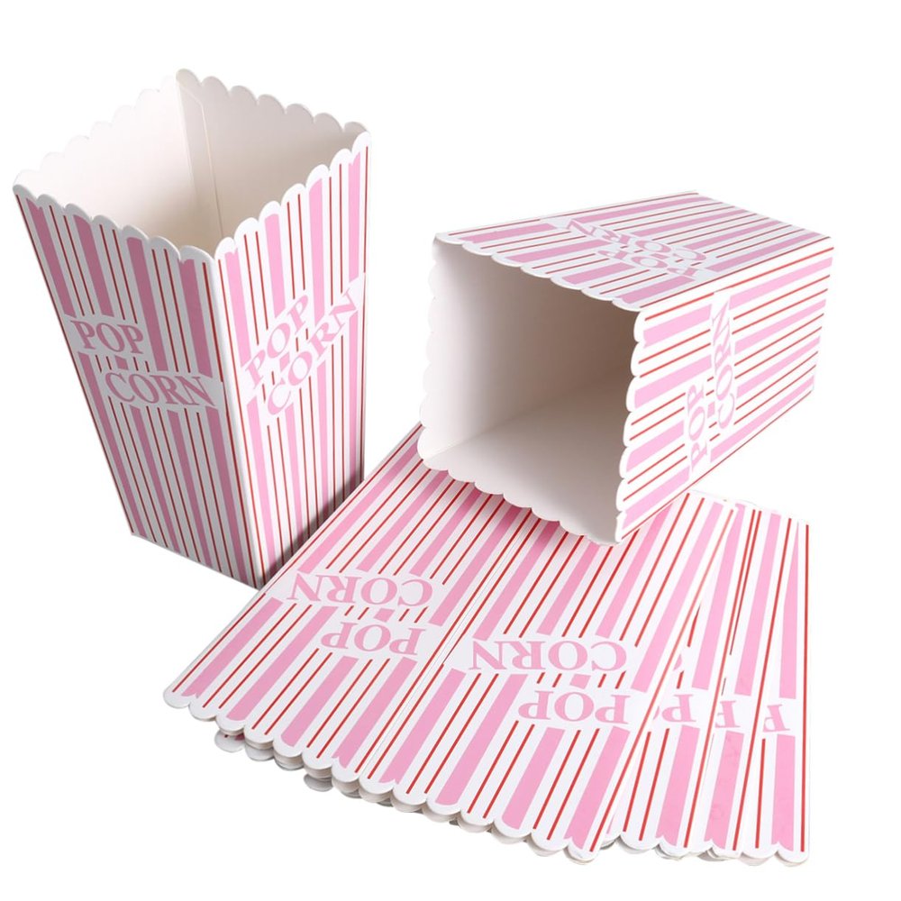 SOLUSTRE Treat Container Pink Party Supplies 6pcs Popcorn Corn Goody Box Paper Box Treat Pop Gift Pink Plus Size Disposable for Girl Birthday Party