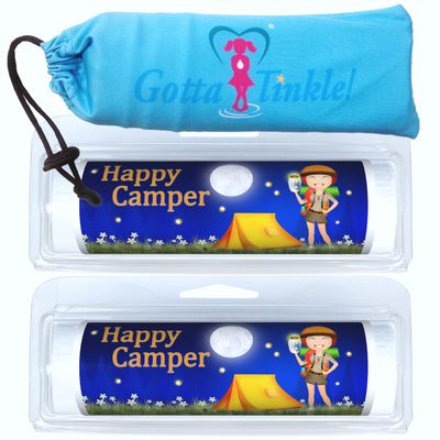 Premium Travel-Size Toilet Paper Rolls | Convenient Plastic Dispenser | Lightweight & Compact | Female Urination Device | Travel Set (2 Rolls & 1 FUD) (200 Happy Camper Fireflies)
