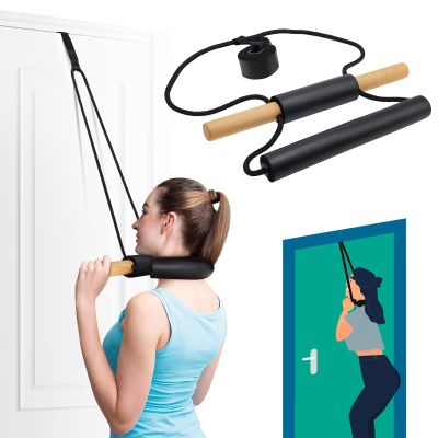 Cervical Neck Traction Over Door Device for Neck Relieve Neck Pain, Enhance Physical TherapyOver Door Use with Comfort Wood Grip
