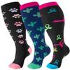 bropite 3 Pairs Plus Size Compression Socks Extra Wide Calf Women&Men 20-30mmHg Support Dancing Cycling Running Climbing view 1