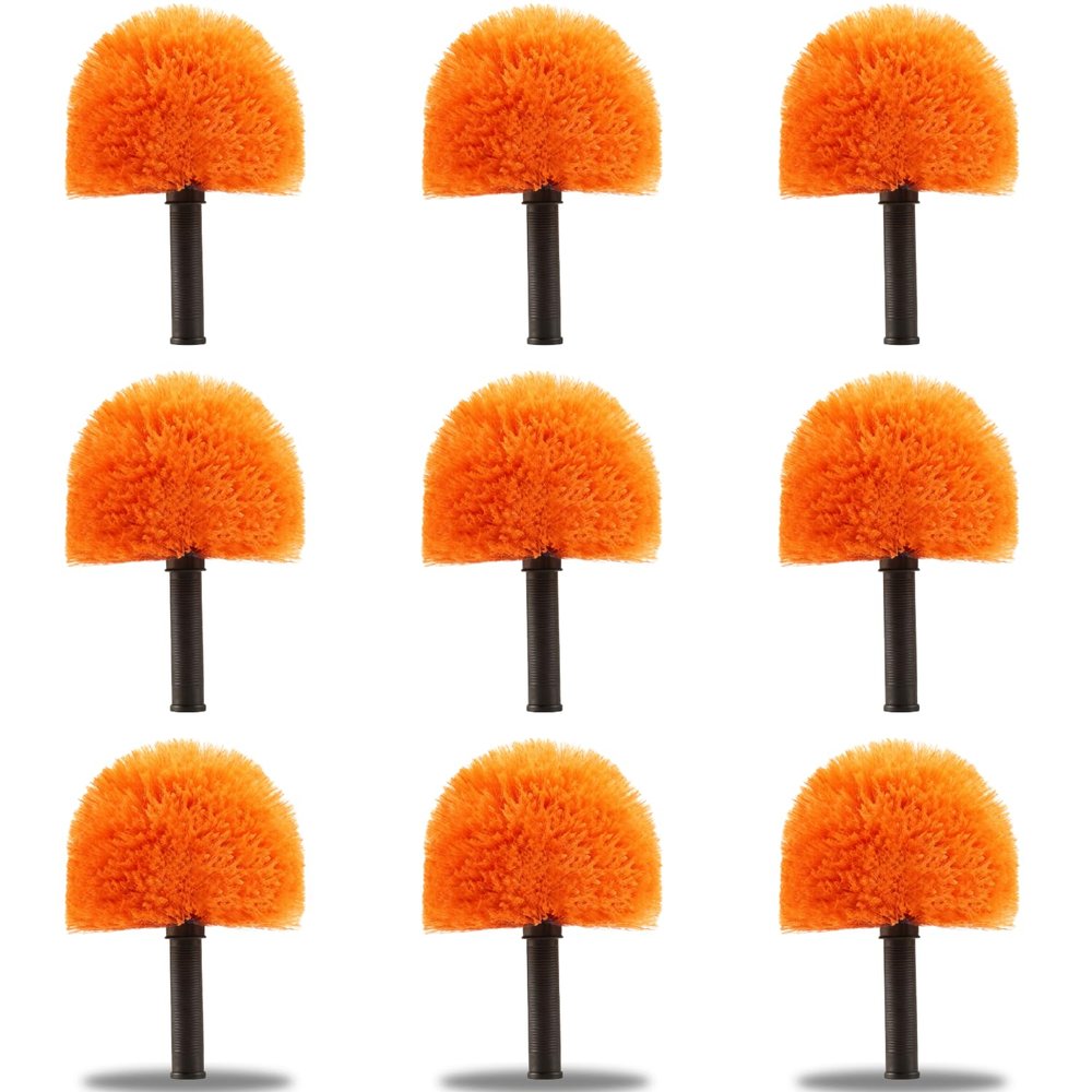 9pcs Screw on Webster Cobweb Duster Head for Pole | Spider Web Remover Brush | Cobweb Duster Head Attachment | Fits Standard 3/4 inch Threaded Poles (Orange)