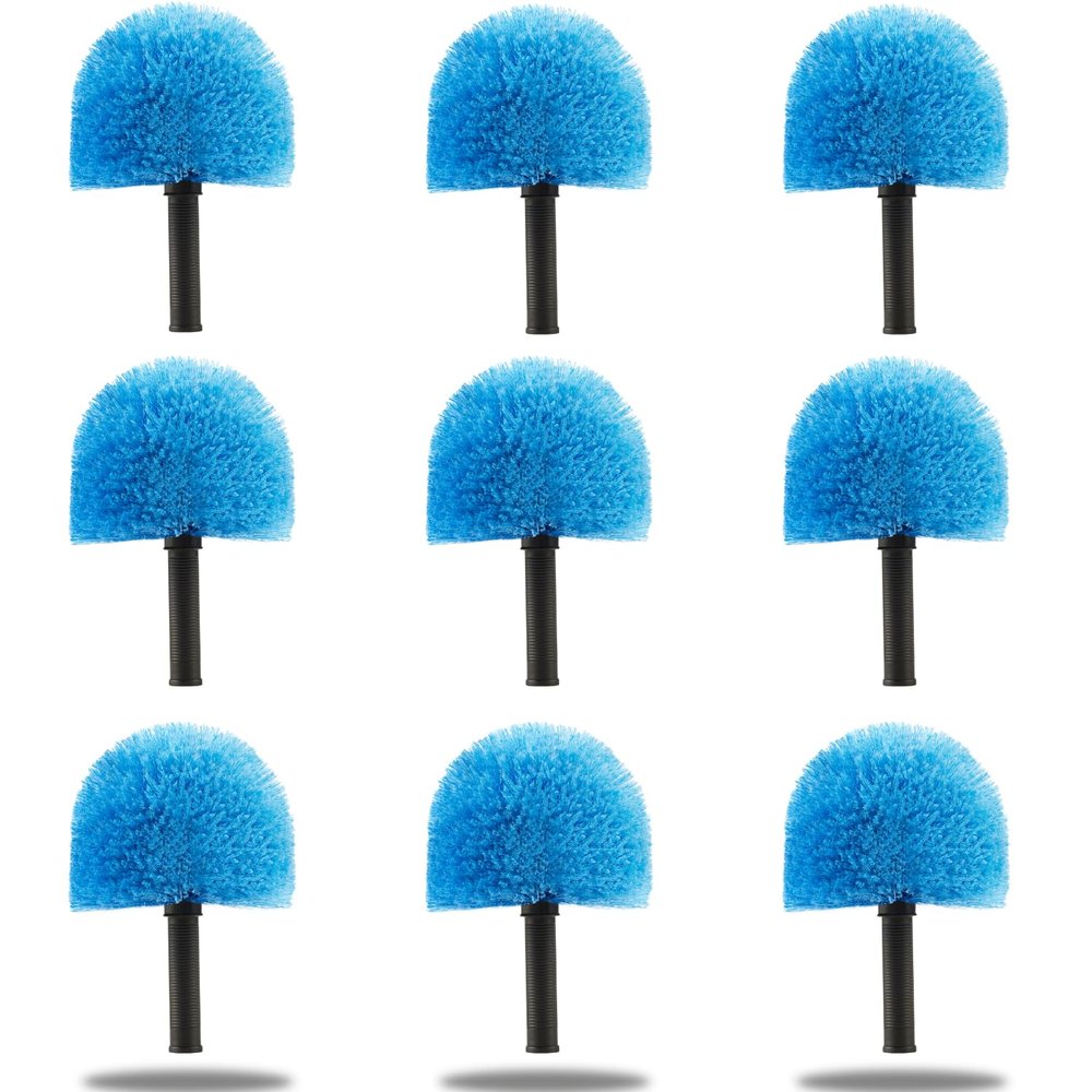 9pcs Screw on Webster Cobweb Duster Head for Pole | Spider Web Remover Brush | Cobweb Duster Head Attachment | Fits Standard 3/4 inch Threaded Poles (Blue)