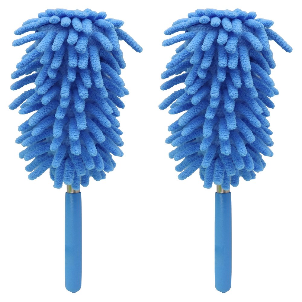 zdyCGTime Microfiber Duster, Microfiber Hand Duster Washable Microfibre Cleaning Tool Extendable Dusters for Cleaning Office, Car, Computer, Air Condition, Washable Duster(2Pack/Blue)
