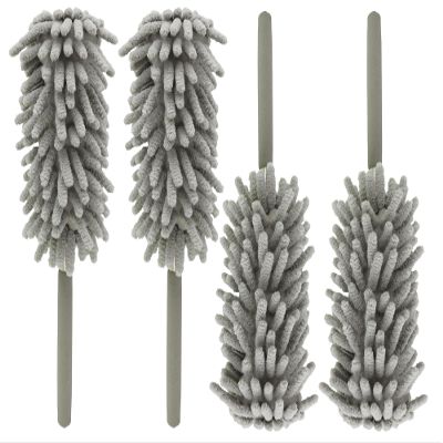 zdyCGTime Microfiber Duster for Cleaning Hand, Washable Dusters&Replaceable Microfiber Head, Extendable Pole, Used to Cleaning Offices, Furniture, Cars, Air Conditioners and Ceiling Fans(4Pack/Grey)