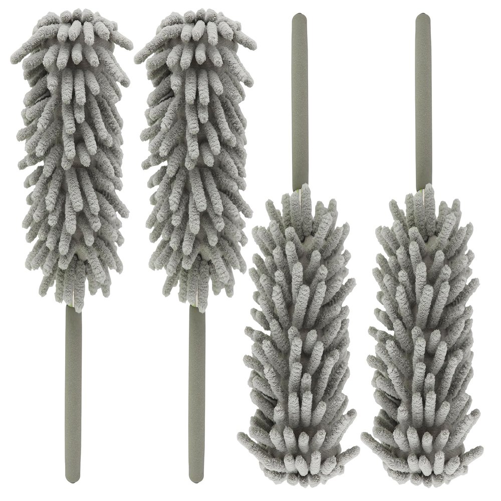 zdyCGTime Microfiber Duster for Cleaning Hand, Washable Dusters&Replaceable Microfiber Head, Extendable Pole, Used to Cleaning Offices, Furniture, Cars, Air Conditioners and Ceiling Fans(4Pack/Grey)