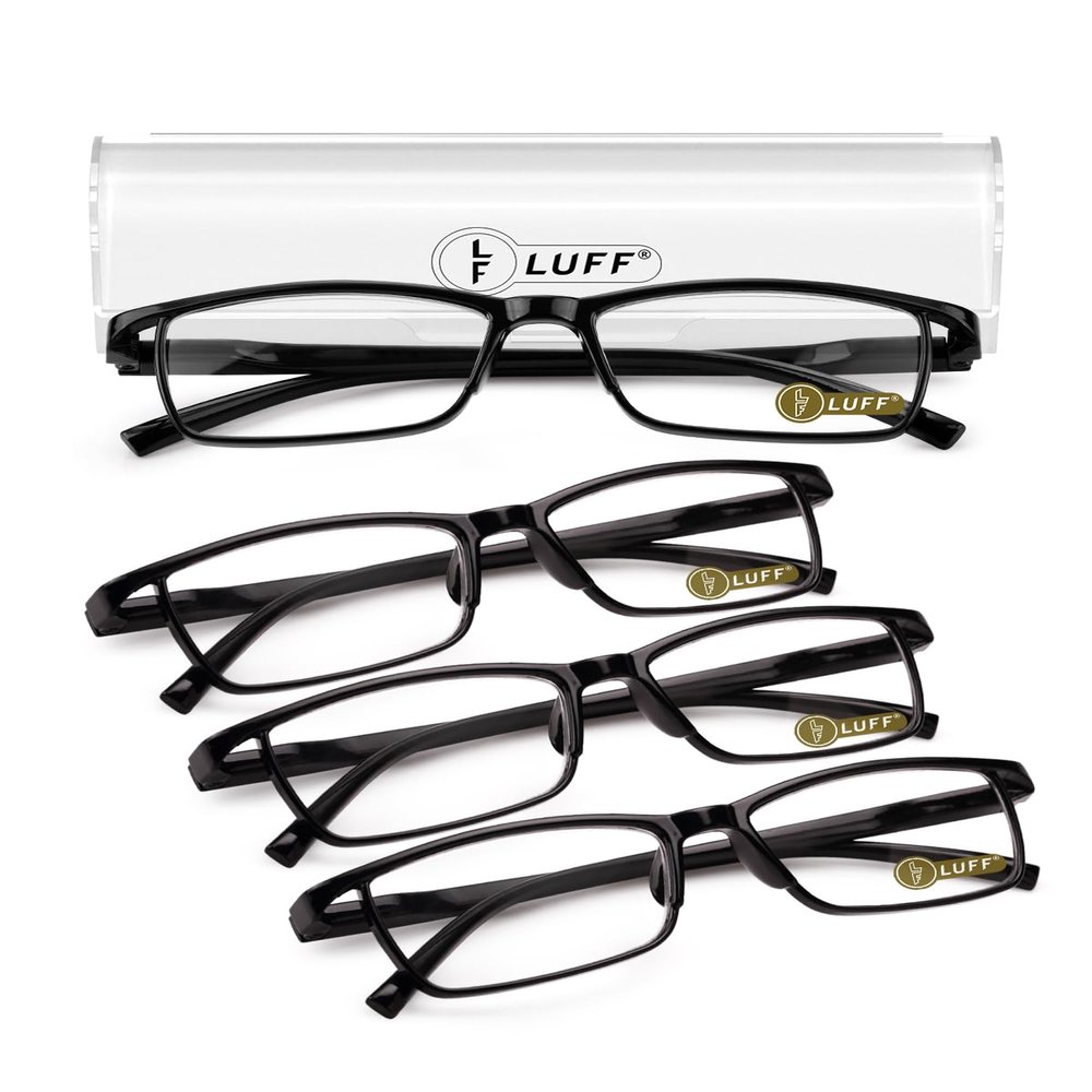 LUFF 4Pcs Anti-Blue-ray Reading Glasses Portable Ultra-Light Readers(1.00X)