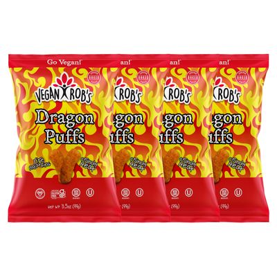 Vegan Rob's Dragon Puffs Baked Firey Bites with Clean & Sustainable Ingredients - Healthy Snacks for Kids & Adults - Plant Based & Gluten Free - 4 Count (3.5 Ounce)