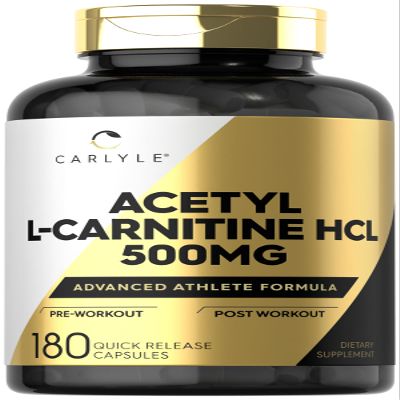 Carlyle Acetyl L-Carnitine HCL Supplement | 500mg Capsules | 180 Count | Advanced Athlete Formula | Non-GMO & Gluten Free