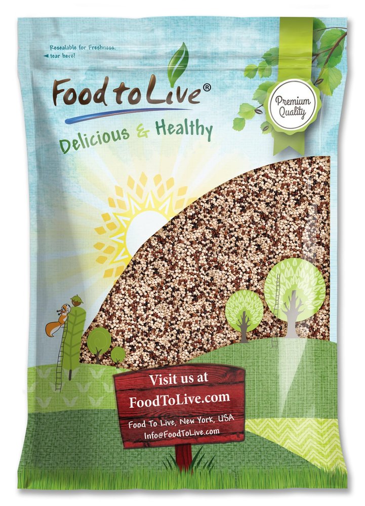 Food to Live Tri-Color Quinoa Grain, 12 Pounds  Blend of White, Black, and Red Whole Seeds. Pre-Washed and Ready to Cook. A Nutrient-Rich Superfood in Bulk. Good Source of Fiber and Protein. Kosher