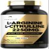 Carlyle L-Arginine L-Citrulline Supplement | 2250mg | 240 Powder Capsules | Nitric Oxide Precursors | Free Form | Non-GMO & Gluten Free view 1
