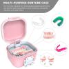 ARGOMAX Leak Proof Denture Bath Cup, Portable Soaking Denture Box, Denture Bath Case with Strainer, for Dentures and Braces (Pink + White). view 4