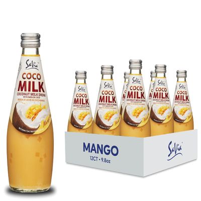 Savia - Coconut Milk Drink, Quality Coconut-Based Beverage, Made with Real Coconut Pulp & Natural, Delicious & Refreshing, Vegetarian, Gluten-Free(9.8oz, 12-Pack) (Mango)