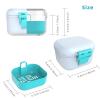 ARGOMAX Leak Proof Denture Bath Cup, Portable Soaking Denture Box, Denture Bath Case with Strainer, for Dentures and Braces (White + Cyan). view 3